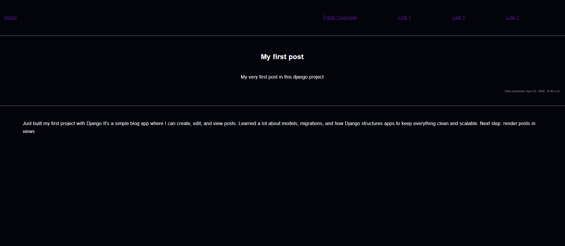 First fully rendered blog post