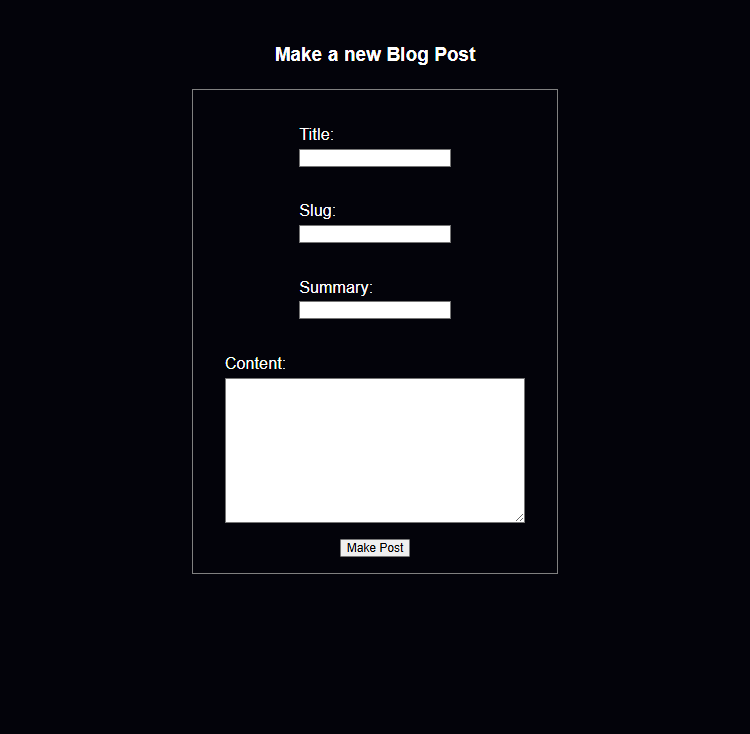 Rendered make post form
