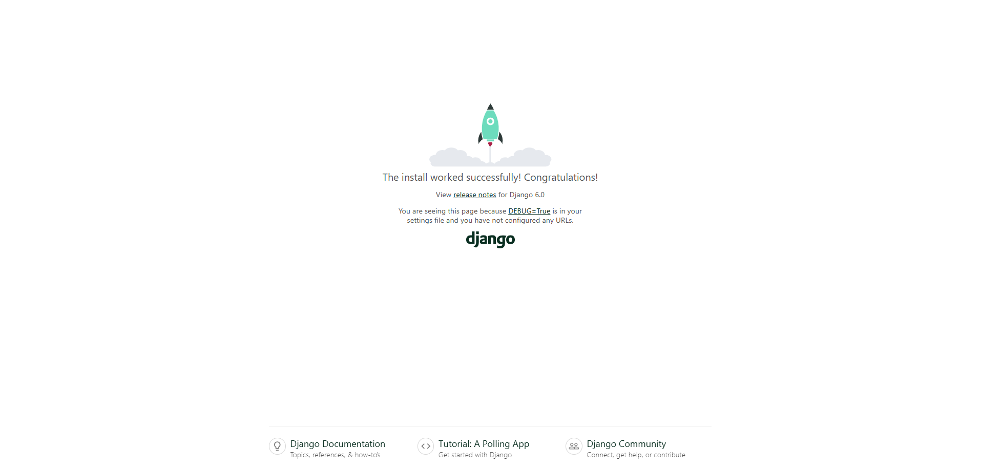 Django start page after successful installation